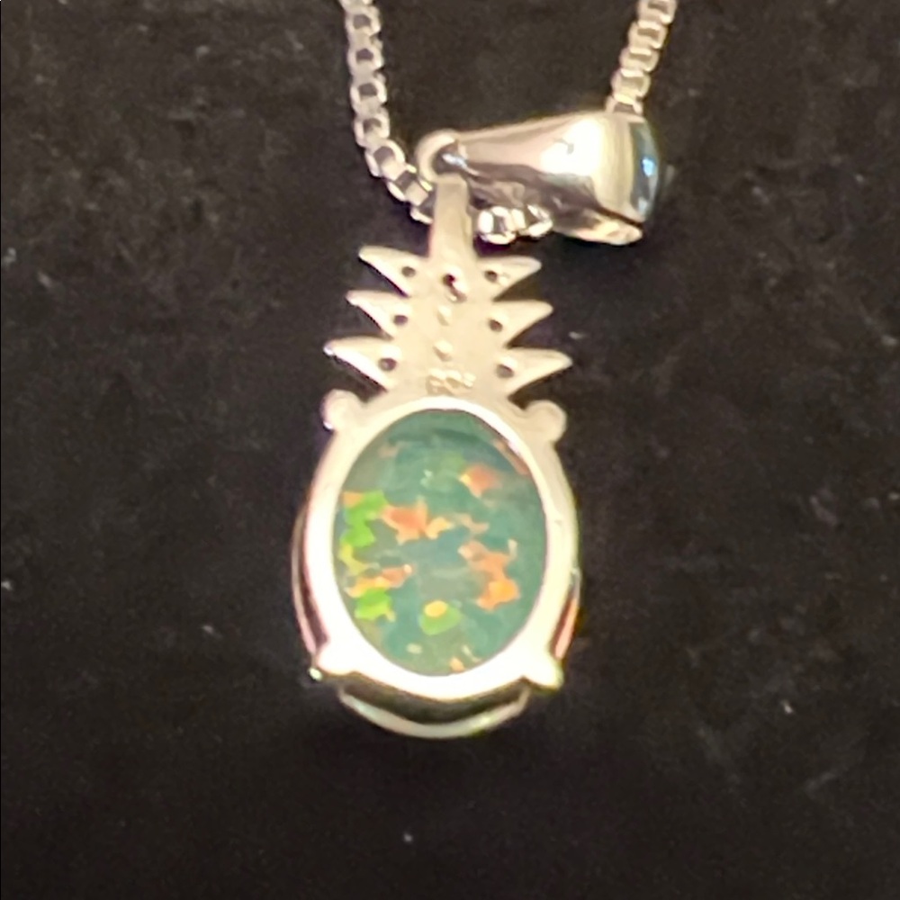 925 Sterling Silver Fire Opal Pineapple Pendant N… - image 3